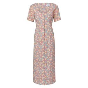 NWT Coco Shop Mod Midid Dress in Coral Bougainvillea Button Front Floral Pink M